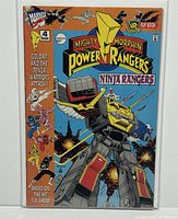 Front cover of Marvel Mighty Morphin Power Rangers #4 Ninja Rangers comic showing main artwork and sidebar characters with text details.