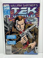 Front cover image of Marvel Tek World #1 comic book showing detailed illustration, publication info, and condition in protective bag.