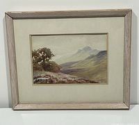 Full view of framed landscape watercolour painting signed by Tozer.