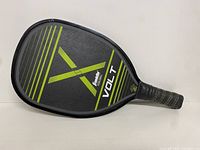 Side angled view of the Franklin Volt X pickleball paddle showing the grip and paddle face design.