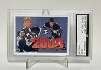 Front view of 1990 Upper Deck Wayne Gretzky 2000th point commemorative hockey card graded GEM MINT 10 in protective case.