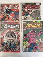 Lot of 4 vintage Avengers comics showing cover art and condition.