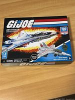 Front of the box showing the GI Joe Skystriker set, 100 pieces, opened to check contents.