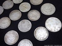 Coins laid out showing obverse sides with dragon motif