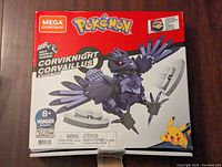Front of the unopened Mega Construx Pokemon Corviknight building toy box showing the front artwork and piece count (340).