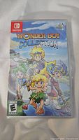 Front of the Nintendo Switch Wonder Boy Collection game case, showing colorful illustrated characters and title.