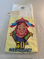 White adult size Howdy Doody 50th Anniversary t-shirt front graphic showing character head and anniversary text 1947-1997.