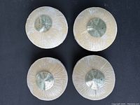 Four large round bars of Calvin Klein Escape soap, cream colored, fully shrink wrapped in factory original plastic