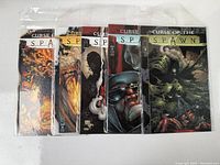 Photo of five 'Curse of the Spawn' comic books, issues 15 through 19, in protective sleeves showing front cover artwork.