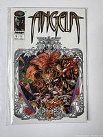 Front cover of Spawn Angela comic book issue 1 with colorful detailed artwork in protective sleeve