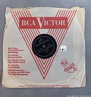 Vintage RCA Victor 78 RPM vinyl record in original paper sleeve showing overall good condition with minor edge wear.