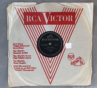 Full view of the vinyl record inside the original RCA Victor paper sleeve with logo and promotional text.
