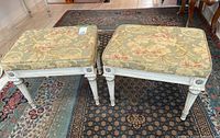 Pair of benches front view on patterned rug