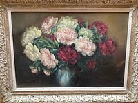 Full frontal view of the painting and ornate gilt frame