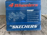 Box of Skechers 4 Wheelers showing product details and features.