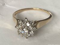 Front view of ring showing diamond cluster