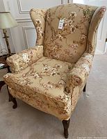 Front view of wingback chair