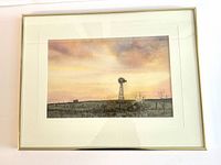 Framed and matted watercolour painting showing the full artwork and frame from a front view.