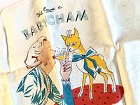 Close-up of one end showing a white-haired woman and a baby deer with text 'I'd Love A BabyCham'