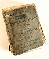 Original box top with label and worn edges for Cramer's Lightning Photo Dry Plates made by G. Cramer Dry Plate Co. in St. Louis, MO