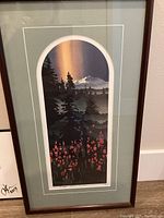 Full view of the framed numbered print 'Fireweed Mt. Arch' by Byron Birdsall, showing the artwork and framing.