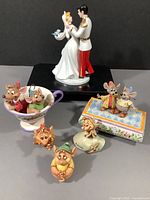 Overview of all six items including mice figurines, trinket boxes, and Cinderella & Prince