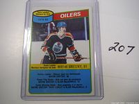 Back side of 1980 OPC Wayne Gretzky hockey card showing player statistics and achievements from the 1979-80 season with Edmonton Oilers.