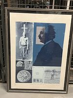 Frontal view of framed Carl Beam silkscreen print titled 'Albert in the Blue Zone'