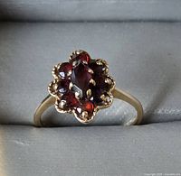 Top-down view showing the garnet cluster arrangement and overall appearance