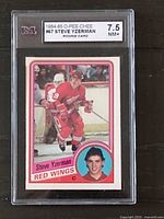 Front view of the card showing action photo of Steve Yzerman with grading label at top.
