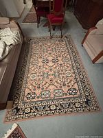 Top-down view showing full rug with surrounding furniture