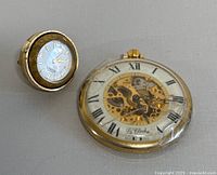 Two vintage watches side by side on a neutral surface, showing size and condition.