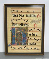 Full front view of framed antiphonary music print