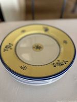 Stack of plates showing top design and border