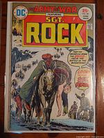 Full comic book front cover showing detailed artwork and title with Sgt Rock on horseback.
