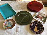 All plates and trays arranged visible on a flat surface.