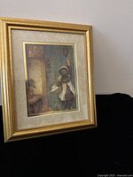 Full view of the framed print from slight angle showing the overall artwork, frame, and mat.