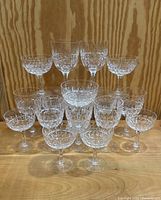 Front view showing all 15 glasses arranged in pyramid