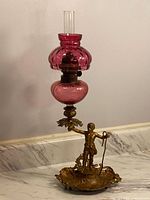 Full view of assembled lamp on marble countertop