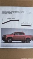 Printed product image with sizes and truck illustration showing fit on Chevrolet Colorado/GMC Canyon crew cab