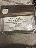 Premier Bamboo Essence 2800 Series King Size Sheet Set in original packaging with label showing product details.