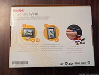 Back view of Kodak EasyShare SV710 box showing features, specifications and image/logo details