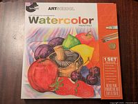 Front of the watercolor kit box showing the colorful fruit illustration and kit name