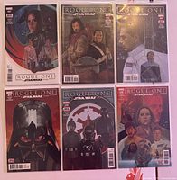 Front view of all six Marvel Star Wars Rogue One comic books laid out in two rows of three, showing individual cover art and issue numbers 1 through 6.