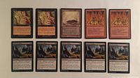 All ten Magic: The Gathering cards laid out in two rows