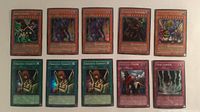 All ten Yu-Gi-Oh! cards laid out, showing fronts