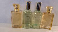 Front view of all four perfume factice bottles