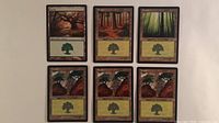 Front view of all six Forest cards