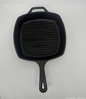 Top view of Lodge cast iron square grill pan showing the interior grill ridges and shape.