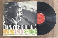 Vinyl LP record and album cover featuring Benny Goodman and the title Swing Into Spring